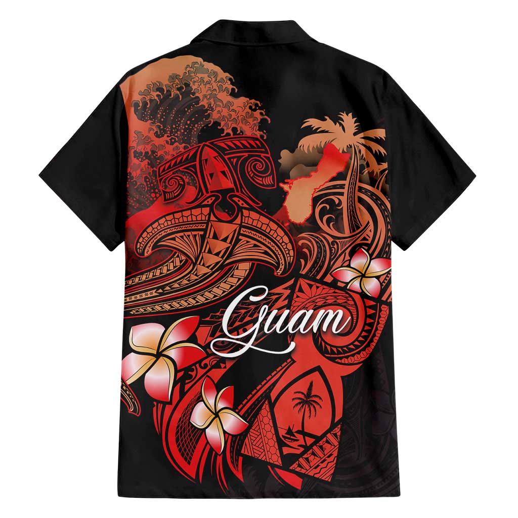 Guam Tribal Chamorro Hawaiian Shirt Polynesian Shark with Plumeria and Sea Vibe LT03 - Polynesian Pride