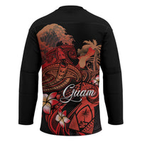 Guam Tribal Chamorro Hockey Jersey Polynesian Shark with Plumeria and Sea Vibe LT03 - Polynesian Pride