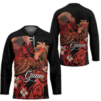 Guam Tribal Chamorro Hockey Jersey Polynesian Shark with Plumeria and Sea Vibe LT03 - Polynesian Pride