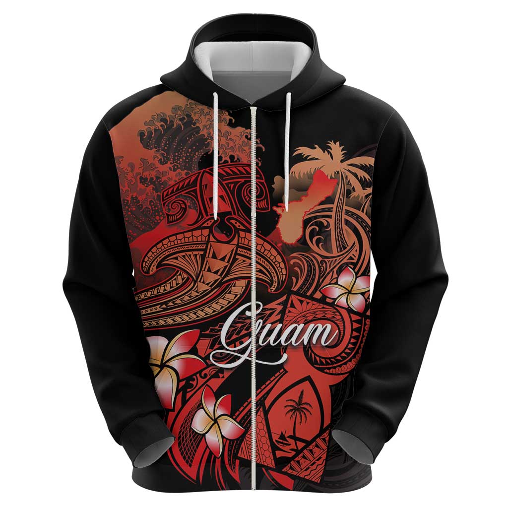 Guam Tribal Chamorro Hoodie Polynesian Shark with Plumeria and Sea Vibe LT03 - Polynesian Pride