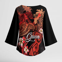 Guam Tribal Chamorro Kimono Sleeve Blouse Polynesian Shark with Plumeria and Sea Vibe LT03 - Polynesian Pride