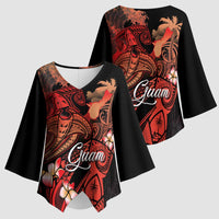 Guam Tribal Chamorro Kimono Sleeve Blouse Polynesian Shark with Plumeria and Sea Vibe LT03 - Polynesian Pride
