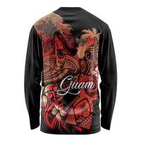 Guam Tribal Chamorro Long Sleeve Shirt Polynesian Shark with Plumeria and Sea Vibe LT03 - Polynesian Pride