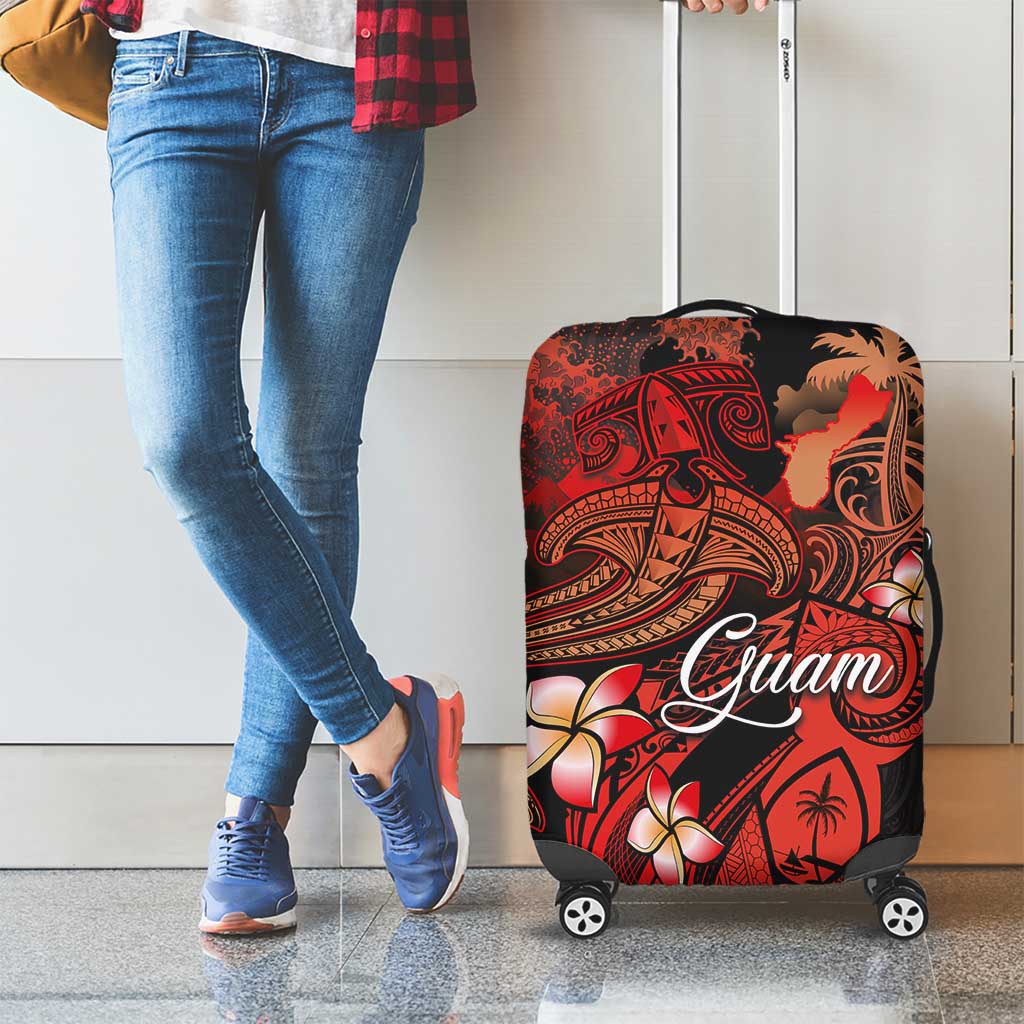Guam Tribal Chamorro Luggage Cover Polynesian Shark with Plumeria and Sea Vibe LT03 - Polynesian Pride