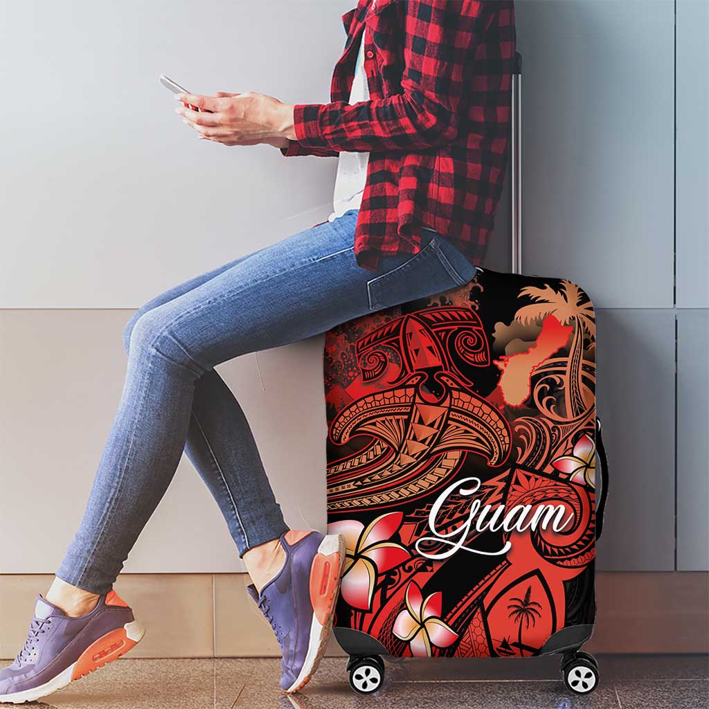 Guam Tribal Chamorro Luggage Cover Polynesian Shark with Plumeria and Sea Vibe LT03 - Polynesian Pride