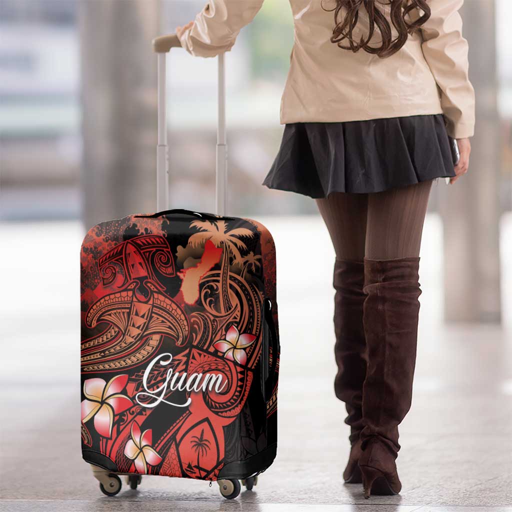 Guam Tribal Chamorro Luggage Cover Polynesian Shark with Plumeria and Sea Vibe LT03 - Polynesian Pride