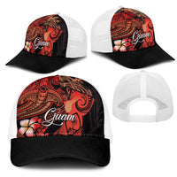 Guam Tribal Chamorro Mesh Trucker Cap Polynesian Shark with Plumeria and Sea Vibe - Polynesian Pride