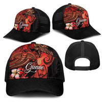 Guam Tribal Chamorro Mesh Trucker Cap Polynesian Shark with Plumeria and Sea Vibe - Polynesian Pride
