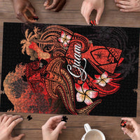 Guam Tribal Chamorro Puzzle Polynesian Shark with Plumeria and Sea Vibe LT03 - Polynesian Pride