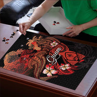 Guam Tribal Chamorro Puzzle Polynesian Shark with Plumeria and Sea Vibe LT03 - Polynesian Pride