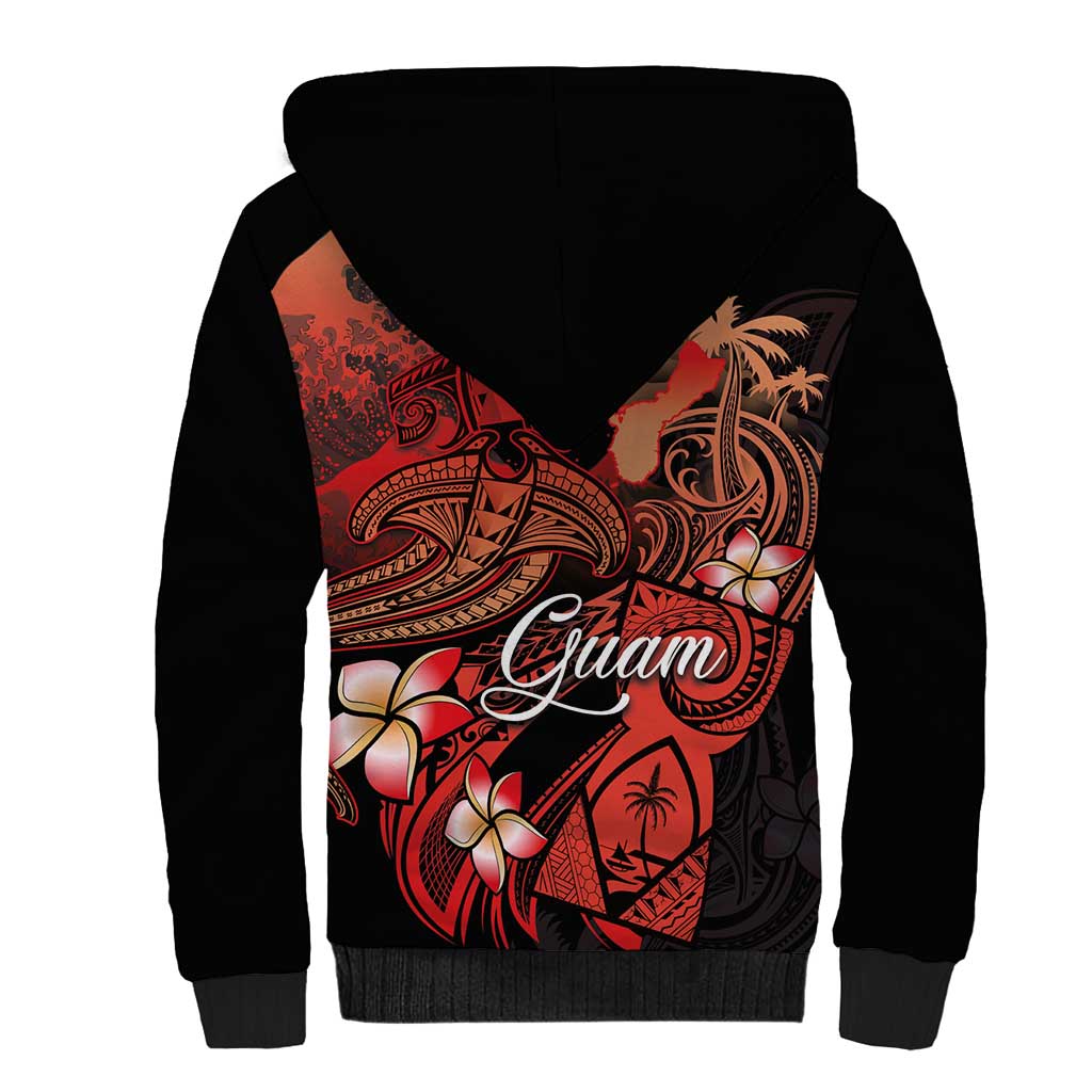 Guam Tribal Chamorro Sherpa Hoodie Polynesian Shark with Plumeria and Sea Vibe LT03 - Polynesian Pride