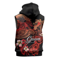 Guam Tribal Chamorro Sleeveless Zip Hoodie Polynesian Shark with Plumeria and Sea Vibe LT03 - Polynesian Pride
