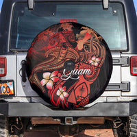 Guam Tribal Chamorro Spare Tire Cover Polynesian Shark with Plumeria and Sea Vibe LT03 Black - Polynesian Pride