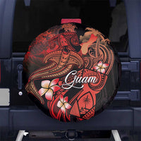 Guam Tribal Chamorro Spare Tire Cover Polynesian Shark with Plumeria and Sea Vibe LT03 No hole Black - Polynesian Pride