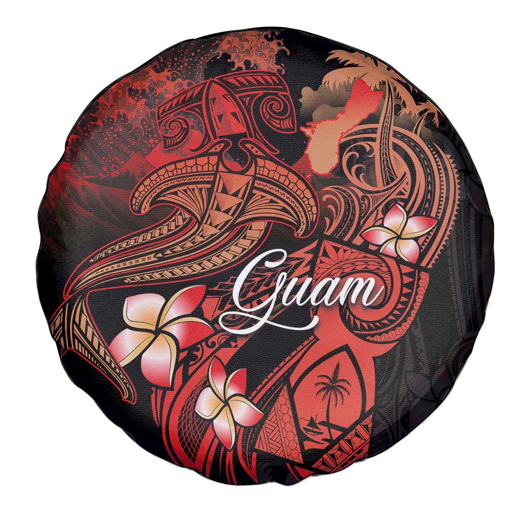 Guam Tribal Chamorro Spare Tire Cover Polynesian Shark with Plumeria and Sea Vibe LT03 - Polynesian Pride