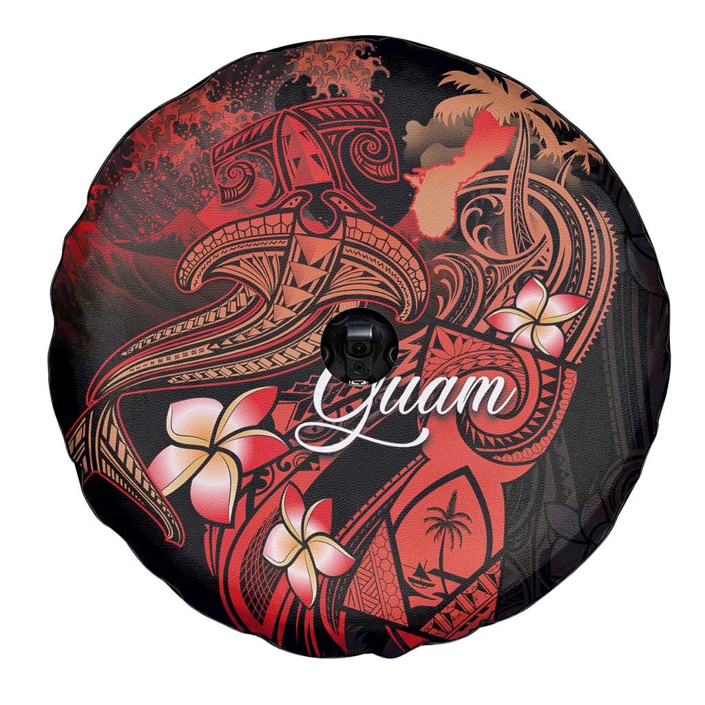 Guam Tribal Chamorro Spare Tire Cover Polynesian Shark with Plumeria and Sea Vibe LT03 - Polynesian Pride