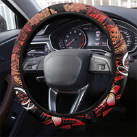 Guam Tribal Chamorro Steering Wheel Cover Polynesian Shark with Plumeria and Sea Vibe LT03 - Polynesian Pride
