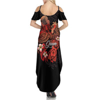 Guam Tribal Chamorro Summer Maxi Dress Polynesian Shark with Plumeria and Sea Vibe LT03 - Polynesian Pride