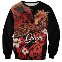 Guam Tribal Chamorro Sweatshirt Polynesian Shark with Plumeria and Sea Vibe LT03 Unisex Black - Polynesian Pride