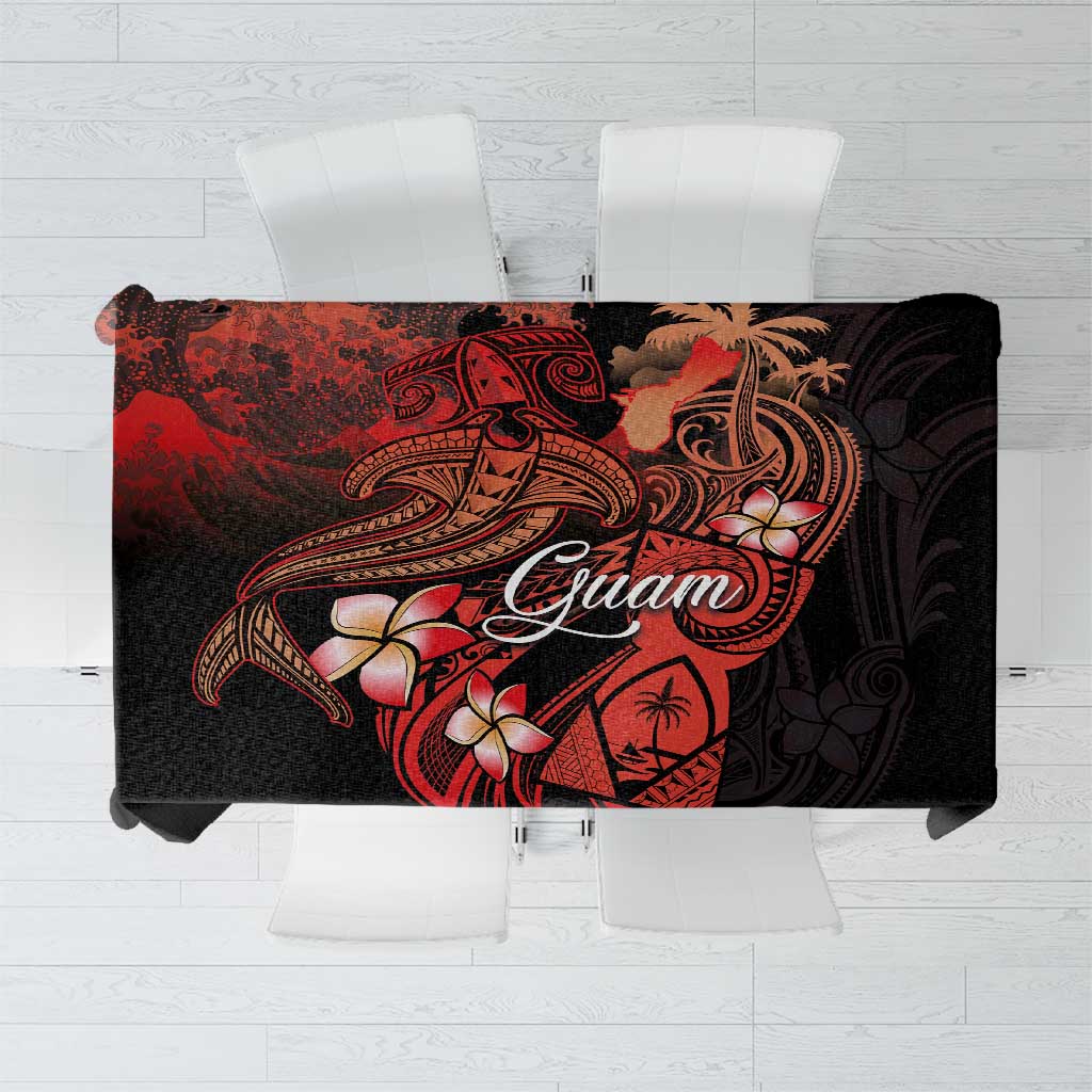 Guam Tribal Chamorro Tablecloth Polynesian Shark with Plumeria and Sea Vibe - Polynesian Pride