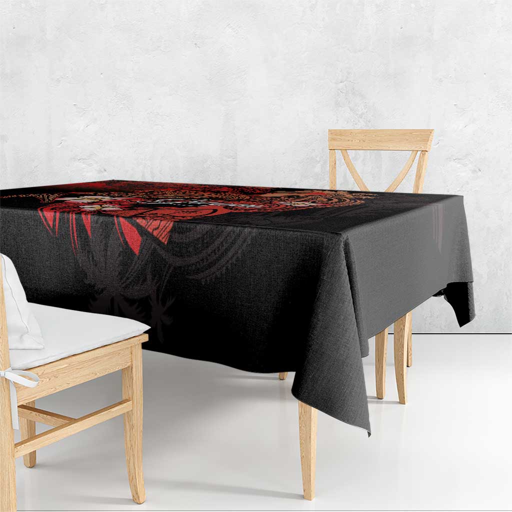 Guam Tribal Chamorro Tablecloth Polynesian Shark with Plumeria and Sea Vibe - Polynesian Pride