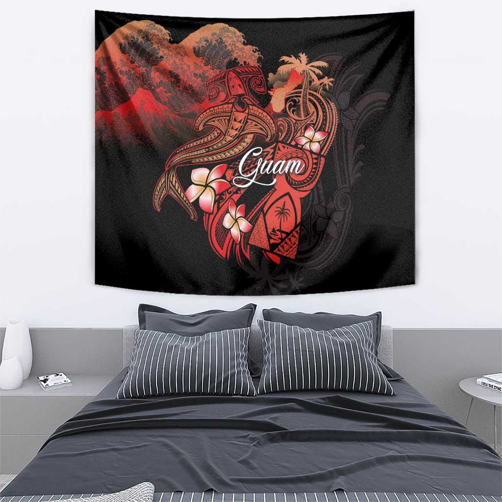 Guam Tribal Chamorro Tapestry Polynesian Shark with Plumeria and Sea Vibe LT03 - Polynesian Pride