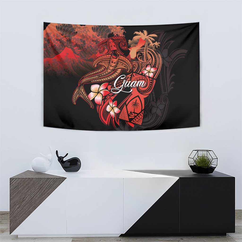 Guam Tribal Chamorro Tapestry Polynesian Shark with Plumeria and Sea Vibe LT03 - Polynesian Pride