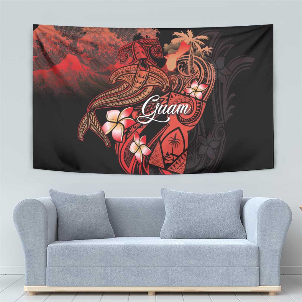 Guam Tribal Chamorro Tapestry Polynesian Shark with Plumeria and Sea Vibe LT03 - Polynesian Pride
