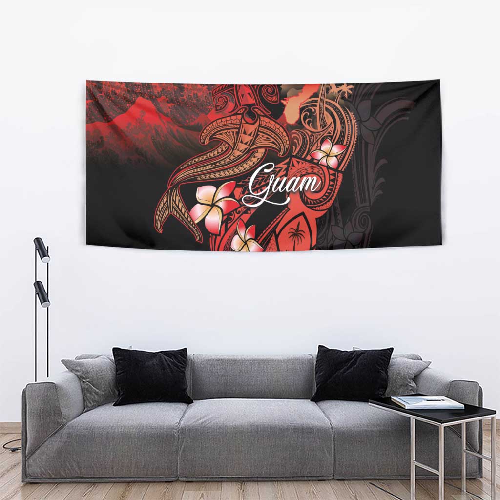 Guam Tribal Chamorro Tapestry Polynesian Shark with Plumeria and Sea Vibe LT03 - Polynesian Pride