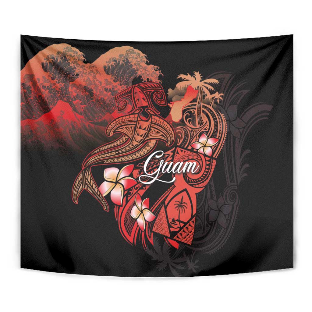 Guam Tribal Chamorro Tapestry Polynesian Shark with Plumeria and Sea Vibe LT03 - Polynesian Pride