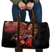 Guam Tribal Chamorro Travel Bag Polynesian Shark with Plumeria and Sea Vibe LT03 Black - Polynesian Pride