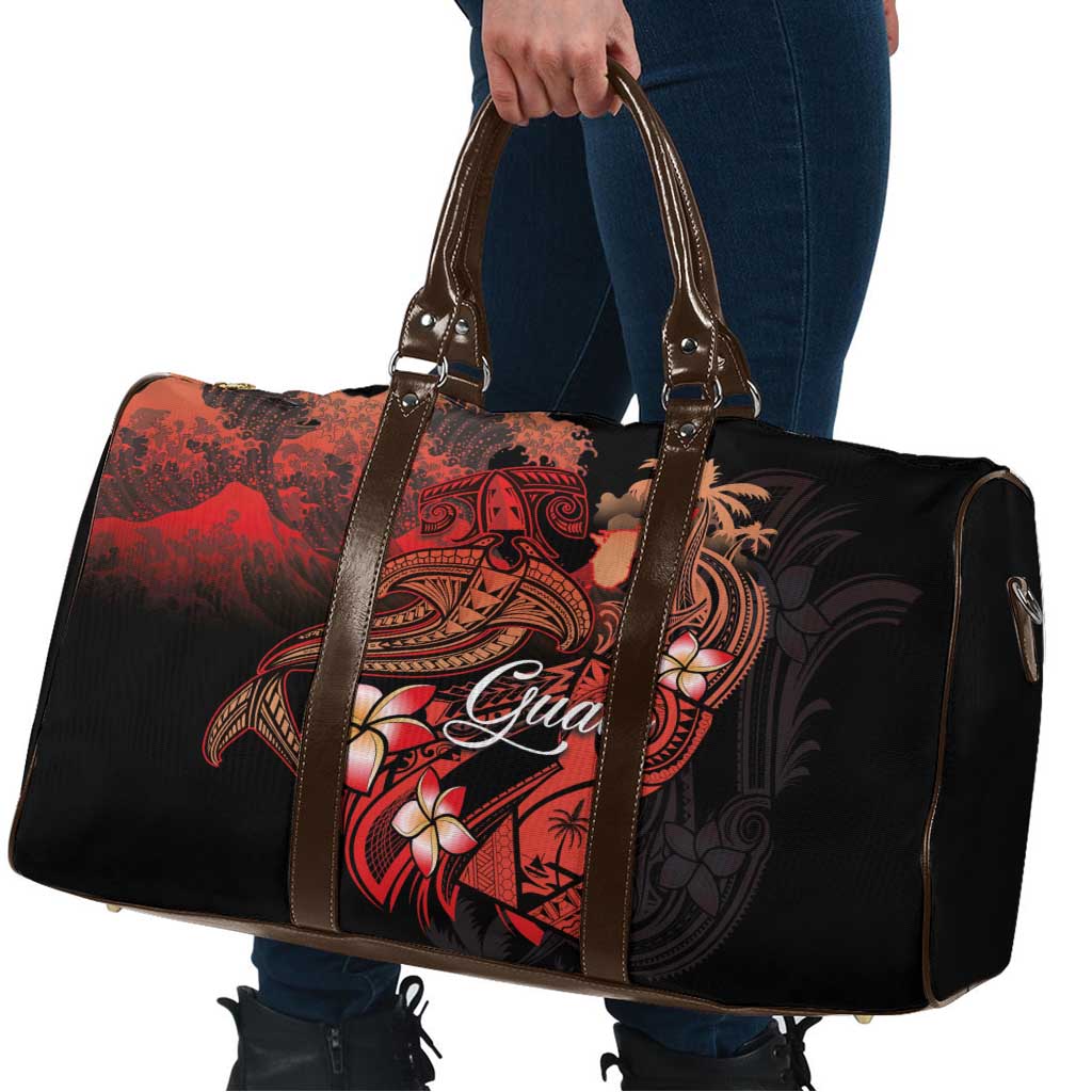 Guam Tribal Chamorro Travel Bag Polynesian Shark with Plumeria and Sea Vibe LT03 - Polynesian Pride