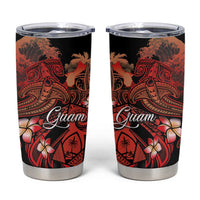 Guam Tribal Chamorro Tumbler Cup Polynesian Shark with Plumeria and Sea Vibe LT03 Black - Polynesian Pride