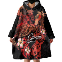 Guam Tribal Chamorro Wearable Blanket Hoodie Polynesian Shark with Plumeria and Sea Vibe LT03 - Polynesian Pride