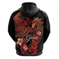 Guam Tribal Chamorro Zip Hoodie Polynesian Shark with Plumeria and Sea Vibe LT03 - Polynesian Pride