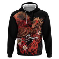 Guam Tribal Chamorro Zip Hoodie Polynesian Shark with Plumeria and Sea Vibe LT03 Pullover Hoodie Black - Polynesian Pride