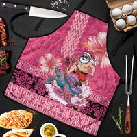Hawaii Mele Kalikimaka Apron Funny Santa with Tribal Tattoos Kakau Pink Color LT03 Pink - Polynesian Pride