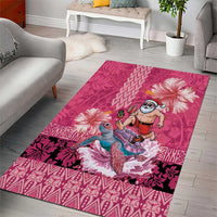 Hawaii Mele Kalikimaka Area Rug Funny Santa with Tribal Tattoos Kakau Pink Color LT03 - Polynesian Pride