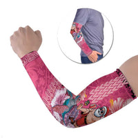 Hawaii Mele Kalikimaka Arm Sleeves Funny Santa with Tribal Tattoos Kakau Pink Color LT03 Set of 2 Pink - Polynesian Pride