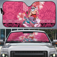Hawaii Mele Kalikimaka Auto Sun Shade Funny Santa with Tribal Tattoos Kakau Pink Color LT03 Pink - Polynesian Pride
