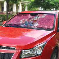 Hawaii Mele Kalikimaka Auto Sun Shade Funny Santa with Tribal Tattoos Kakau Pink Color LT03 - Polynesian Pride