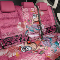 Hawaii Mele Kalikimaka Back Car Seat Cover Funny Santa with Tribal Tattoos Kakau Pink Color LT03 - Polynesian Pride