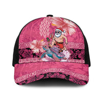 Hawaii Mele Kalikimaka Baseball Net Cap Funny Santa with Tribal Tattoos Kakau Pink Color LT03 One Size Black Pink - Polynesian Pride
