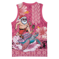 Hawaii Mele Kalikimaka Basketball Jersey Funny Santa with Tribal Tattoos Kakau Pink Color LT03 - Polynesian Pride