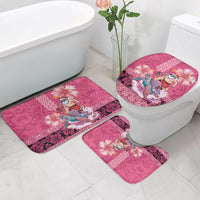 Hawaii Mele Kalikimaka Bathroom Set Funny Santa with Tribal Tattoos Kakau Pink Color LT03 - Polynesian Pride