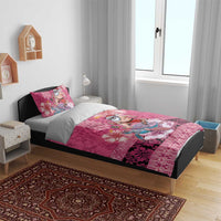 Hawaii Mele Kalikimaka Bedding Set Funny Santa with Tribal Tattoos Kakau Pink Color LT03 - Polynesian Pride