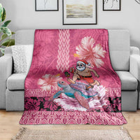Hawaii Mele Kalikimaka Blanket Funny Santa with Tribal Tattoos Kakau Pink Color LT03 - Polynesian Pride