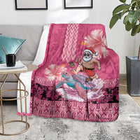 Hawaii Mele Kalikimaka Blanket Funny Santa with Tribal Tattoos Kakau Pink Color LT03 - Polynesian Pride