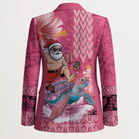 Hawaii Mele Kalikimaka Blazer Funny Santa with Tribal Tattoos Kakau Pink Color LT03 - Polynesian Pride