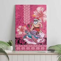 Hawaii Mele Kalikimaka Canvas Wall Art Funny Santa with Tribal Tattoos Kakau Pink Color LT03 - Polynesian Pride